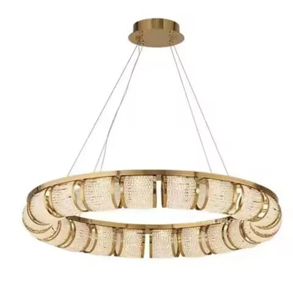 

Round Design Modern Crystal Chandelier Living Lighting Gold Dining Room Hanglamp Bedroom Cristal Lights