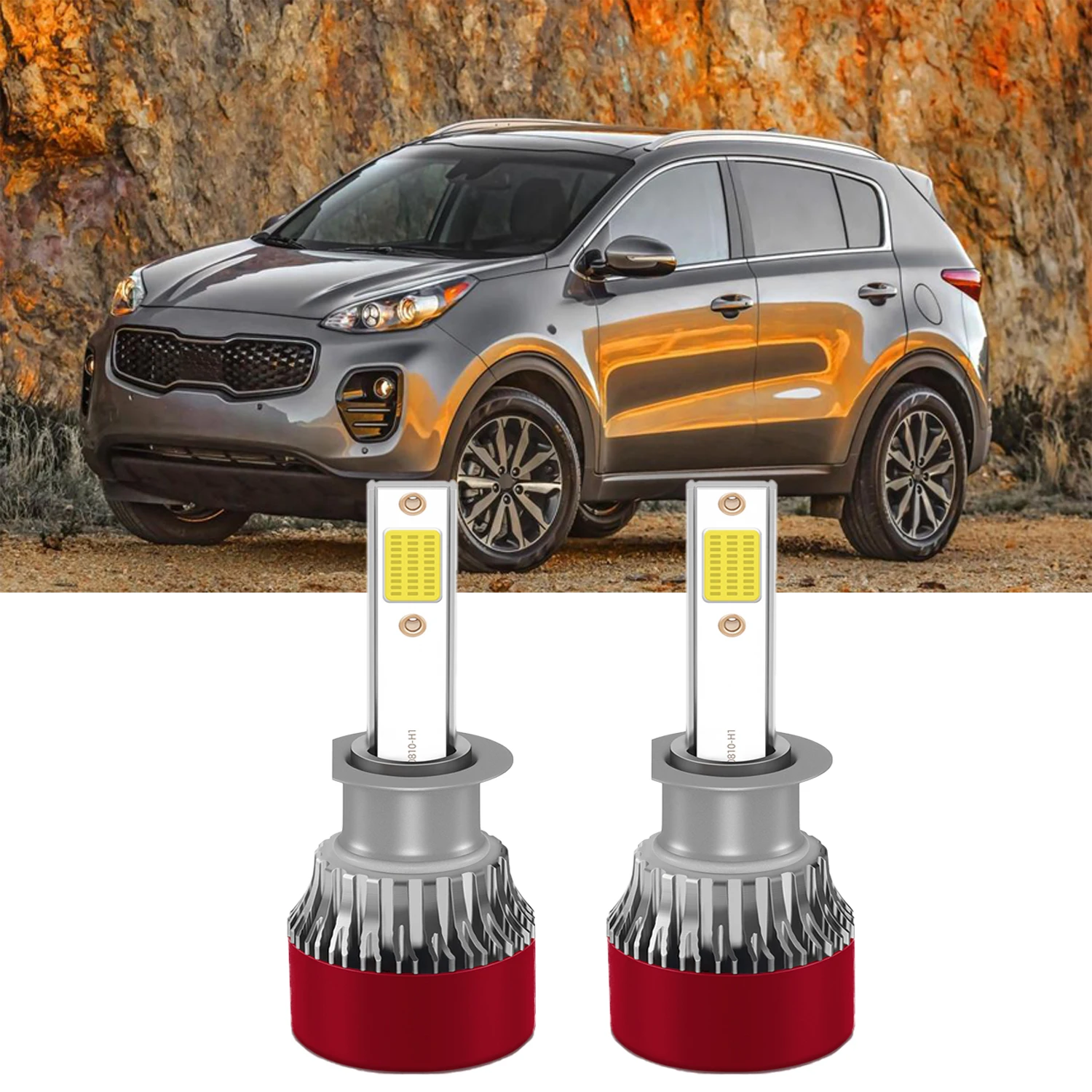 H1 Car Led Headlight Bulb H1 18000LM Turbo Fan Led Lights For Car 1:1 Size CANBUS Error Free Brightness 6000K White Light Bulb COB Chips Headlamps