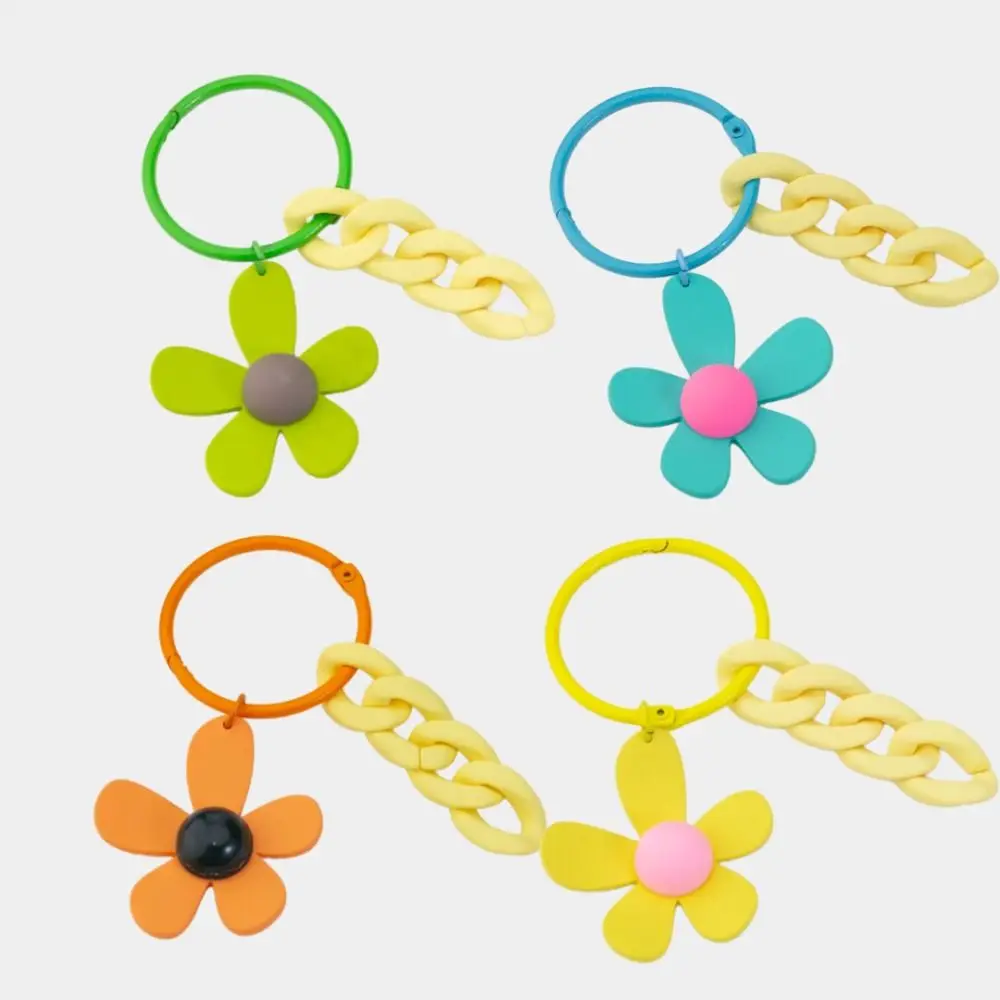 Cute Acrylic Flower Keychain Pendant Rope Decoration Bag Charm Accessories Bag Decoration Hanging Jewelry Pendant Keyring