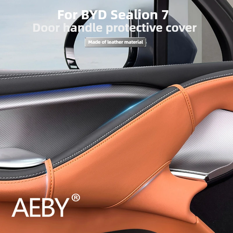 

AEBY For BYD Sealion 7 2024 Door Handle Leather Cover Protector Anti-Scratch Guard Interior Accessories Auto Styling Decor