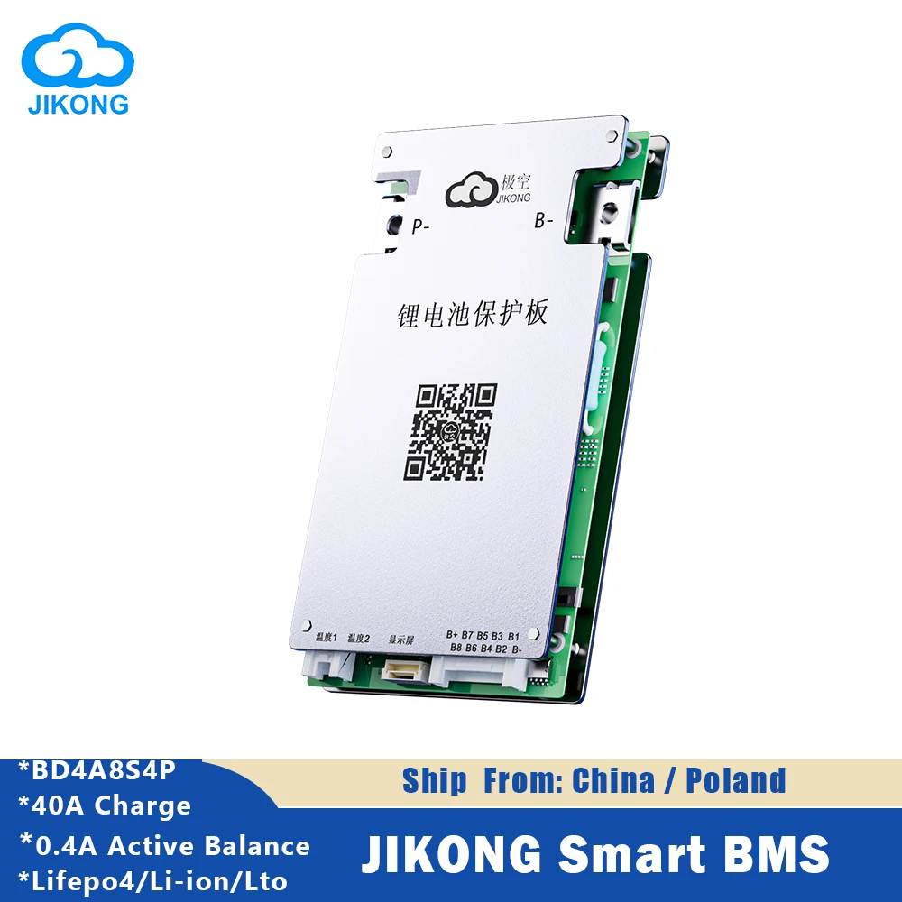 Литий-ионный аккумулятор JIKONG BMS для Φ ~ 8S LifePo4 с активным 0,4а бальакне 40A зарядка BT RS485 Smart JKBMS для Φ 12V LFP