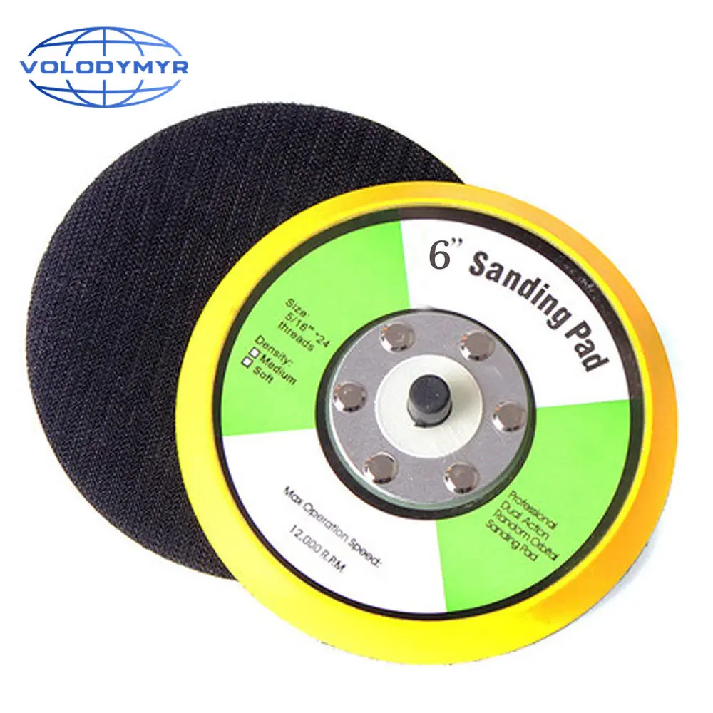 6Inch Hook and Loop Backing Plates 5/16”-24 Threads  DA Air Random Orbital Sander Polisher PU Backing Pad for Polishing Buffing