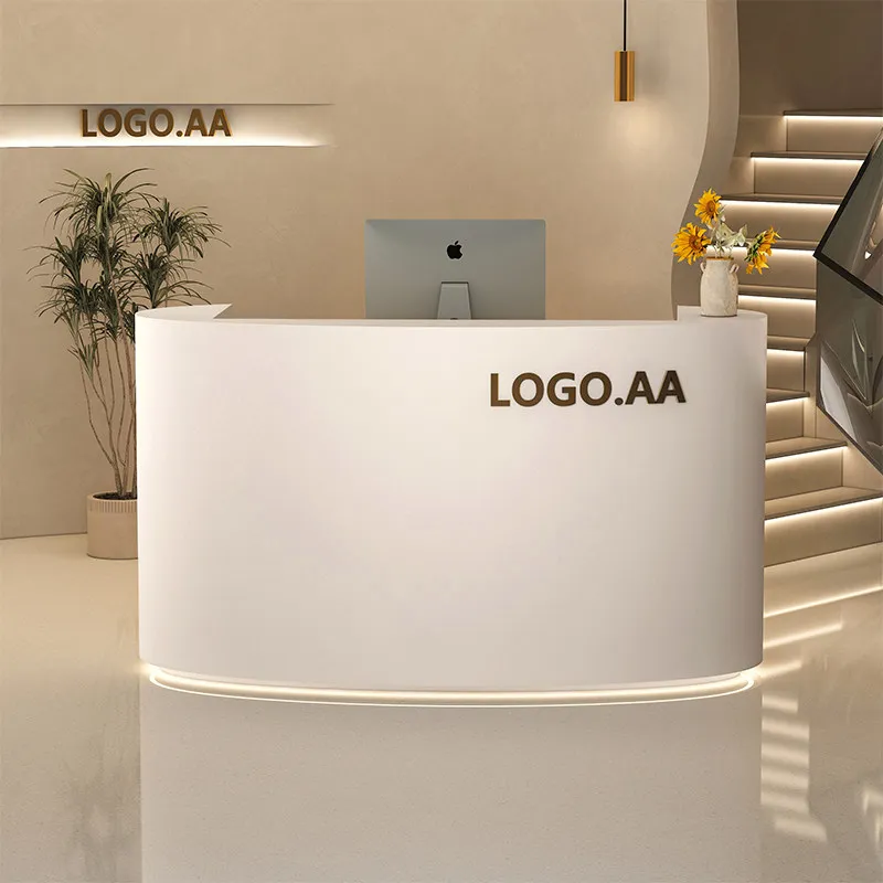 

Стол-ресепшн для салона красоты в стиле лайт-люкс, стойка для магазина одежды, кассовый прилавок, простой кремовый столик для небольшого магазина