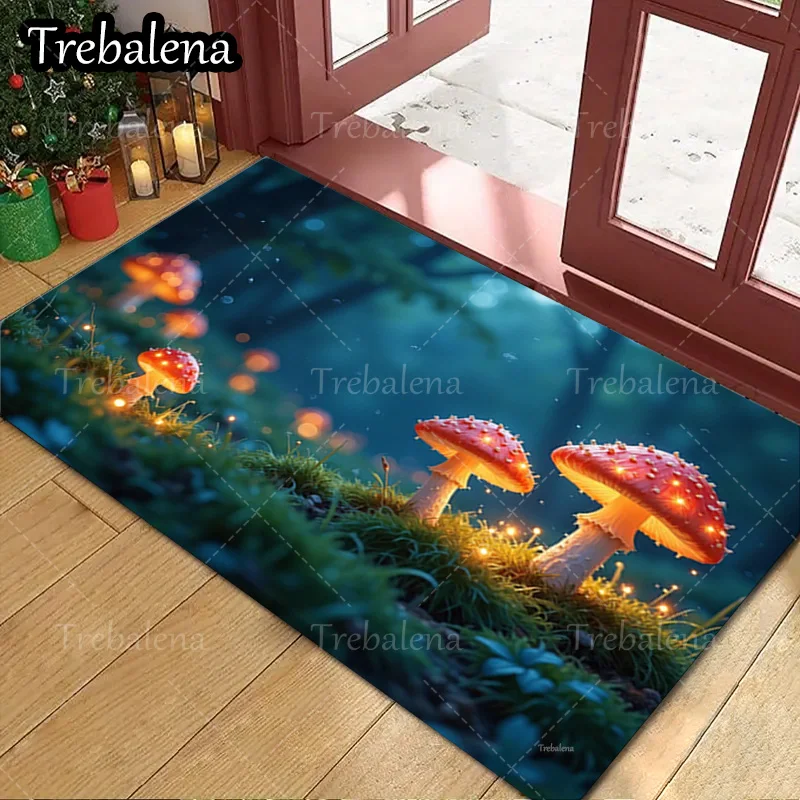 

1pc Welcome Door Mat Enchanted Forest Mushroom Doormat for Home Decor Entrance Rug