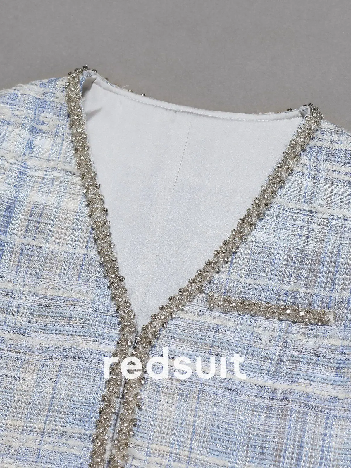 New Exquisite blue vest fashionable versatile temperament V-neck top Custom size