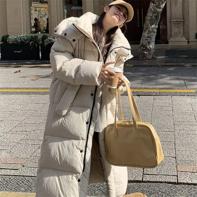 

Oversize Parkas Coat Women Korean Casual Fashion Loose Hooded Medium and Long Down Coats Female Winter New Thick Warm Outerwear