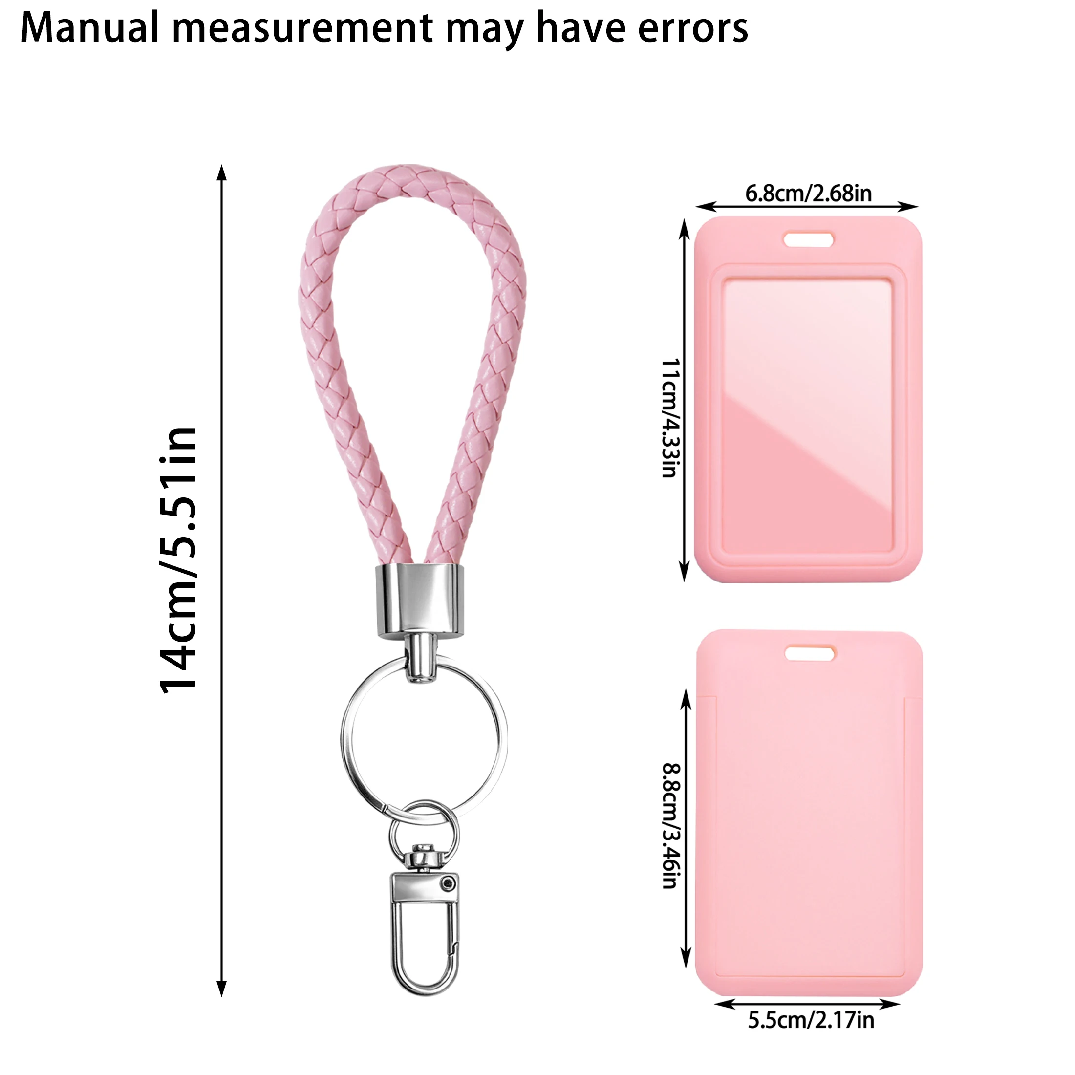 ID Card Badge Holder with PU Leather Sparkling rhinestone Keychain, Plastic Slide Open with ID Window for Women Men Students