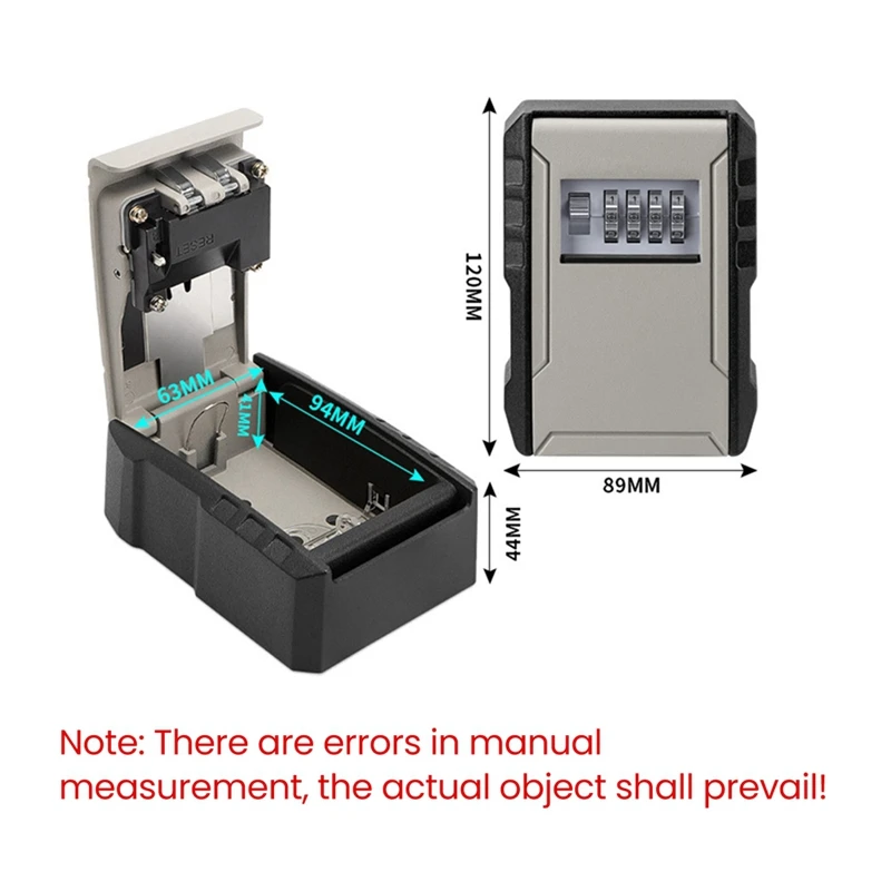 Boîte à clés combinée à 4 chiffres, boîte à clés murale avec mot de passe, organisateur de stockage de clés en alliage d'aluminium, serrure de sécurité Outdoor-B12B