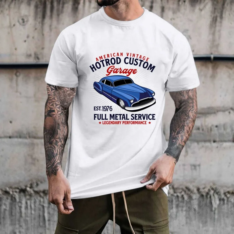 American Vintage Hotrod Custom Car Graphic Heat Transfer Print, For T - Shirts/Canvas Bags, Street Cool Style, Eye - Catching