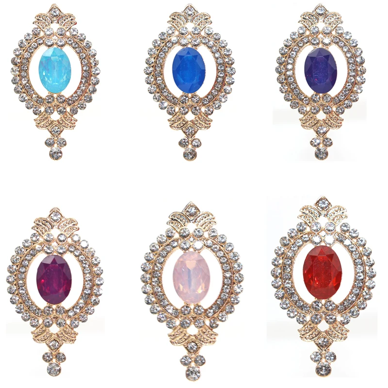 New 5PCS48 * 27MM Alloy Retro Crystal Jewelry Accessories, Flat Bottomed Rhinestones,Wedding Dress Decoration Materials