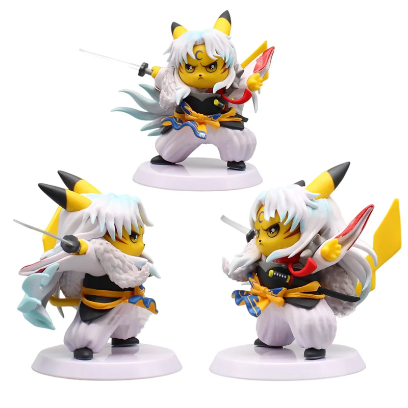 

Pokemon Pikachu Cosplay Inuyasha Sesshoumaru Anime Figure PVC Q Version Pocket Monster Kids Toys Action Figma Birthday Gift