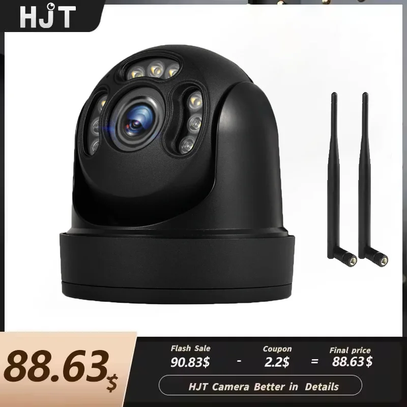 

HJT 4G SIM Card 4K 8MP Wireless Security камера Vedio PTZ Dome Wifi 5MP 2.7-13.5mm 5X Zoom Two Way Audio Color Night Visio