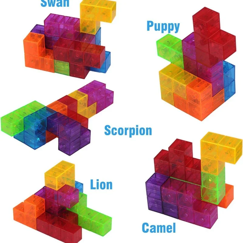 7 pezzi di blocchi magnetici per bambini puzzle giocattoli blocchi magnetici trasparenti a colori per bambini di età compresa tra 3 e 8 anni