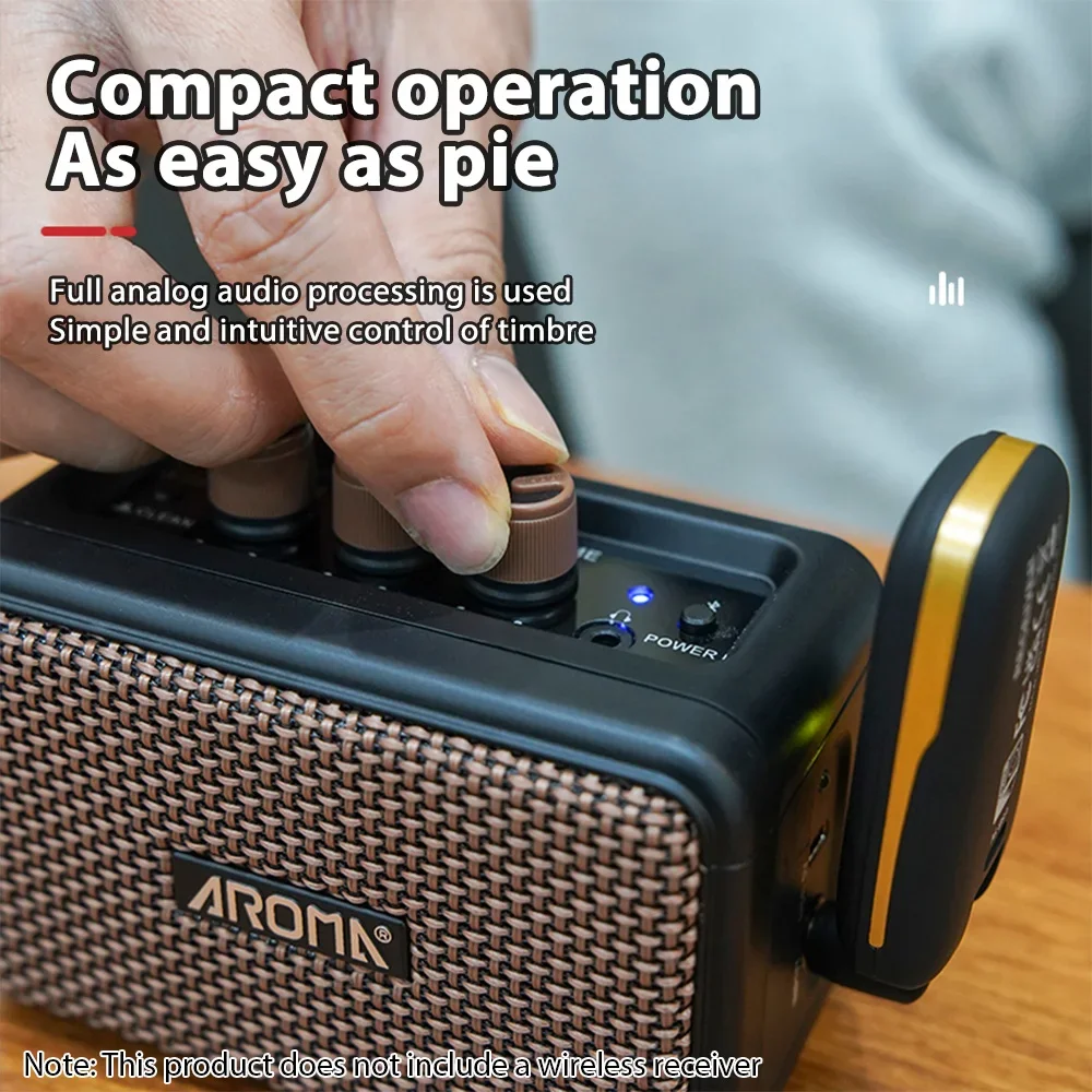 AROMA 5W Electric Guitar Amplifier Desktop Speaker Clean and Overdrive 2 Sound Effects Support BT/Headphone Connection 6.35mm