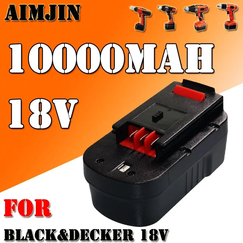 NEW 18V 10000MAH Rechargeable Tools Battery For Black&Decker Hpb18 Fs180 A1718 A18NH BD18PSK EPC18 HP188F2B KC1800Sk F