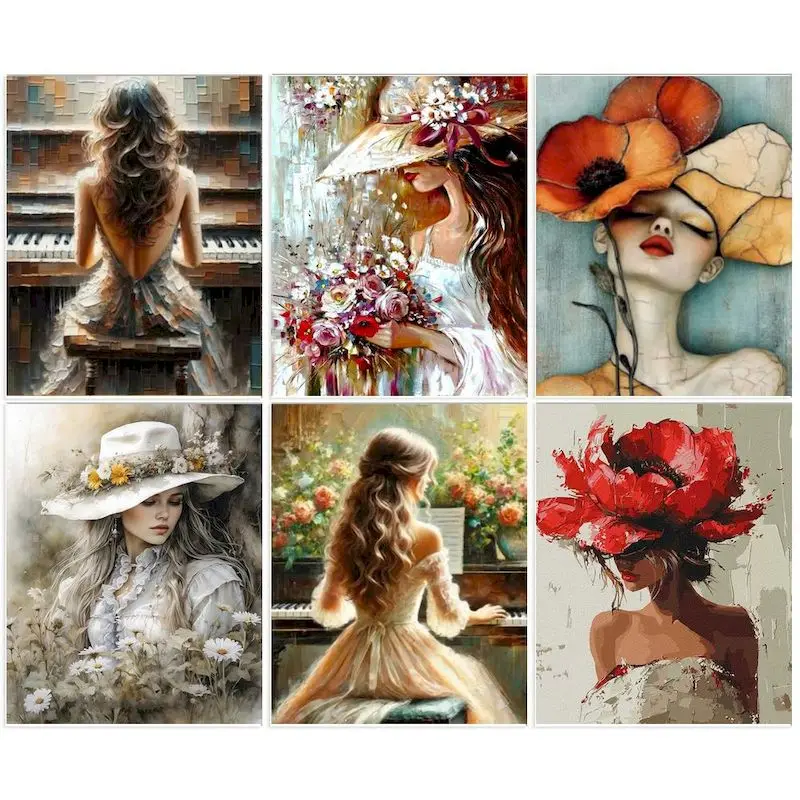 

Paint By Number Women Drawing On Canvas Gift DIY Pictures By Numbers Figure Kits Hand Painted Painting Home Decor