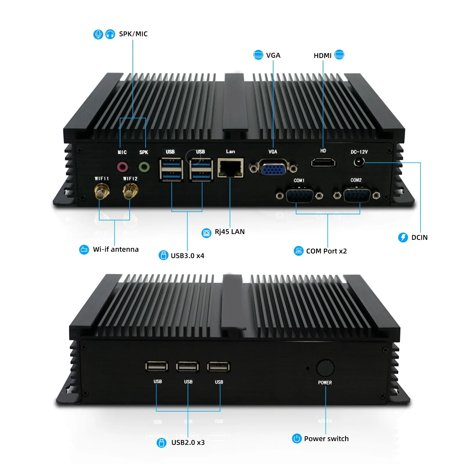 Intel Core i5-3317U Mini PC Windows 7 Pro Gigabit Lan Industrial Fanless Design Portible Industrial Computer