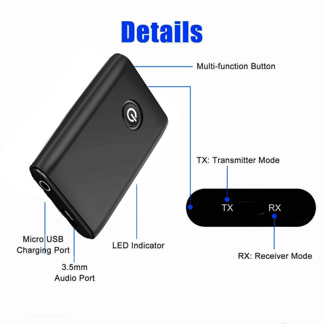 New Multi functional Car B10S Bluetooth 5.0 Bluetooth Transmitter Receiver 2-in-1 3.5MM Computer TV Speaker Adapter