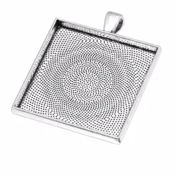 10pcs Glass Cabochons 35mm Bases Jewelry Settings Pendant Bezel Trays Blank Square Glass Cabochon Cameo DIY Necklace Findings B