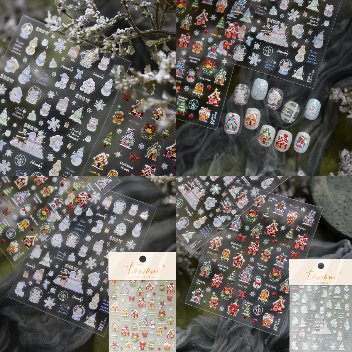 

Relief Nail Stickers Bestsellers Winter Dreamy Children's Nail Stickers Little Snowman Accessory Stickers DIY Christmas House