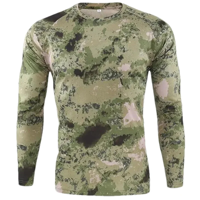 Camo Graphic T-Shirt For Men 3D Printed Camouflage Long Sleeve T Shirt Outdoor Sports Fitness Round Neck Tees Running Tops image 3