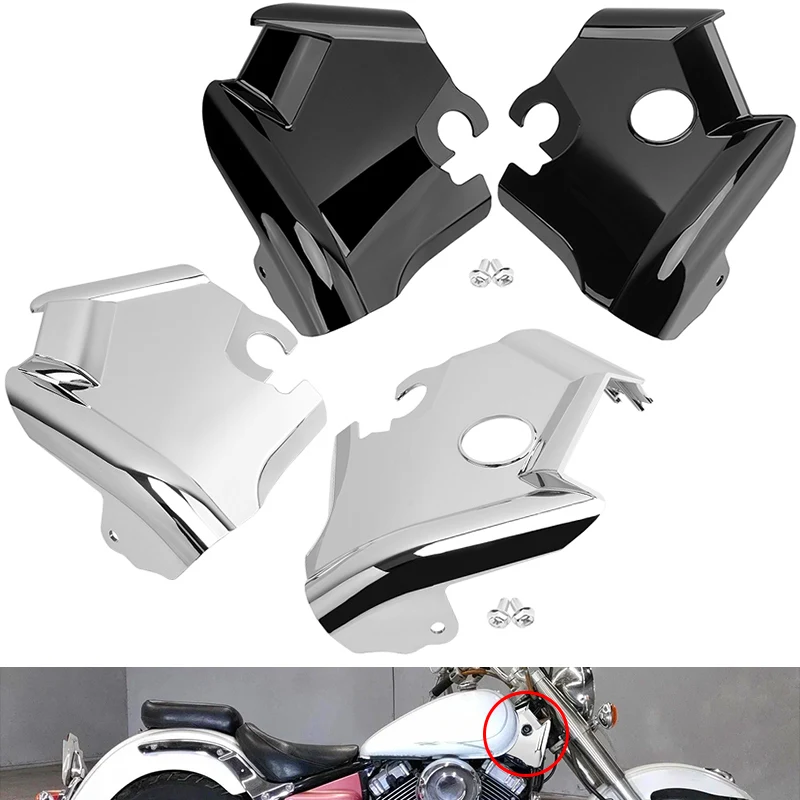 

Motorcycle Chrome Black Front Frame Side Guard Neck Protection Cover For Yamaha XVS650 Drag Star V-Star 650 Custom Classic 96-08