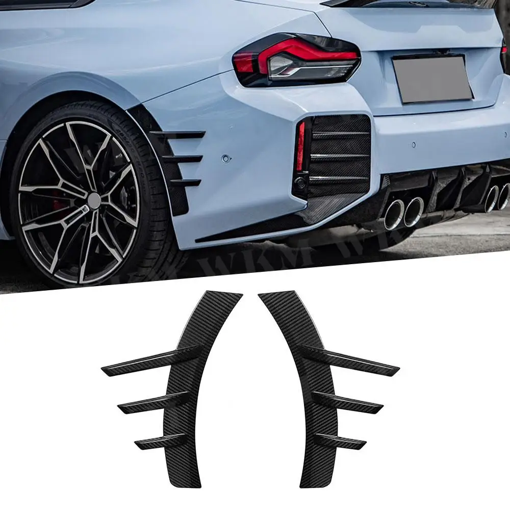 Dry Carbon Rear Bumper Wheel Eyebrow Decorative Anards Splitters for BMW 2 Series M2 G87 2 Door 2023 + FRP Car Bumper Fins Trims