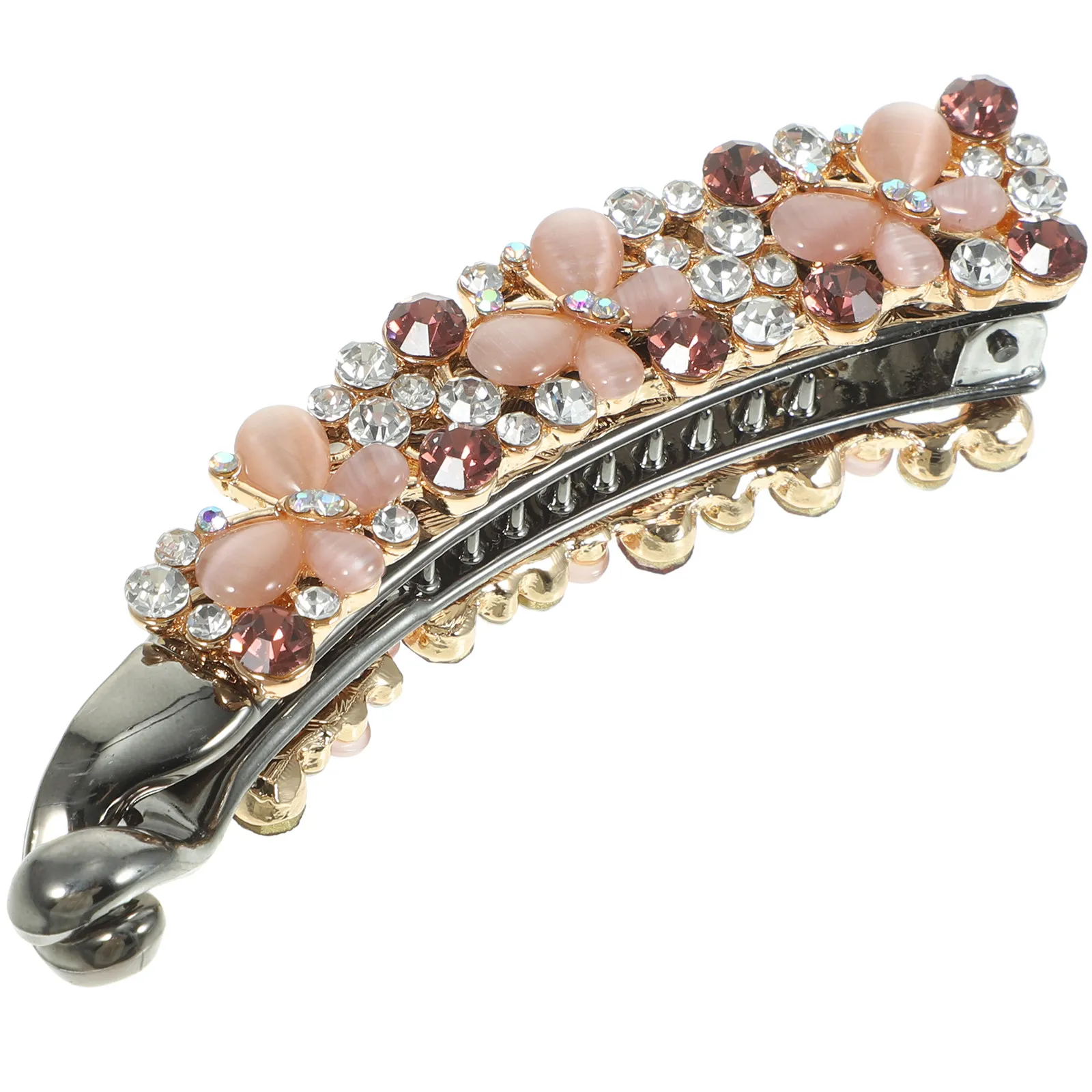 

Banana Clip Hair for Women Rhinestone Decorated Sparkling Hair Clamp Easy Ponytail Hold Styling Accessory for Music Festivals