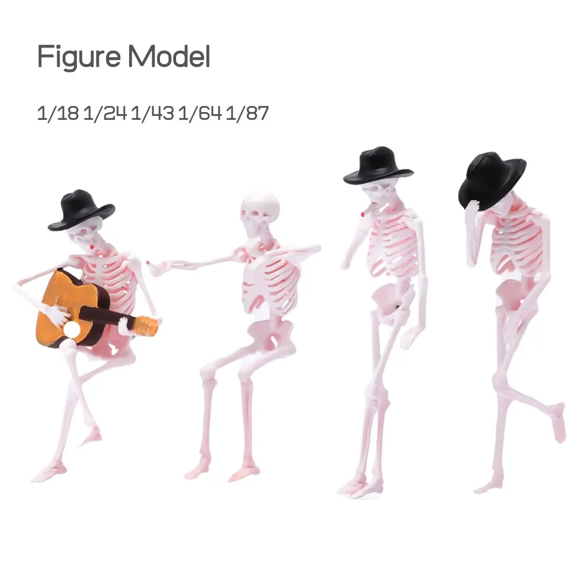 1/87 1/64 1/43 1/24 1/18 Anime Characters A Skeleton Playing Guitar Scene Figure Model Miniature Dolls Toy For Collection