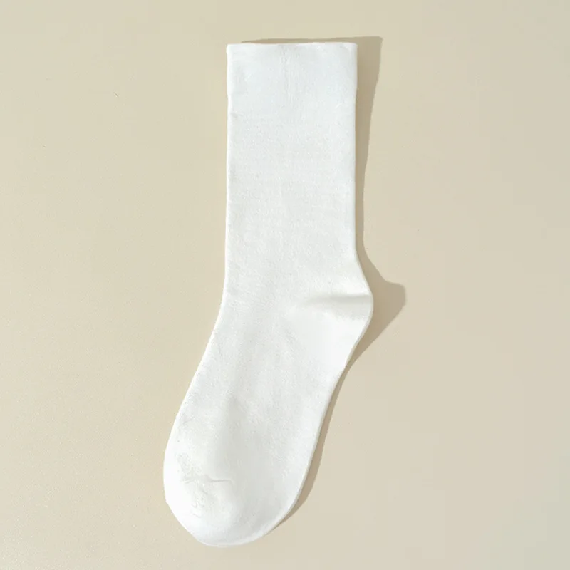 

White Women's Cotton Mid-calf Socks For Autumn And Winter