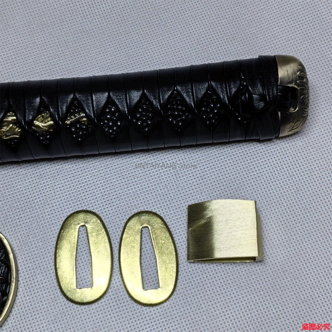 A Set Japanese Brass Fittings 20CM Tsuka Tsuba Fuchi Menuki Kashira For JP Katana Sword Hilt Accessories