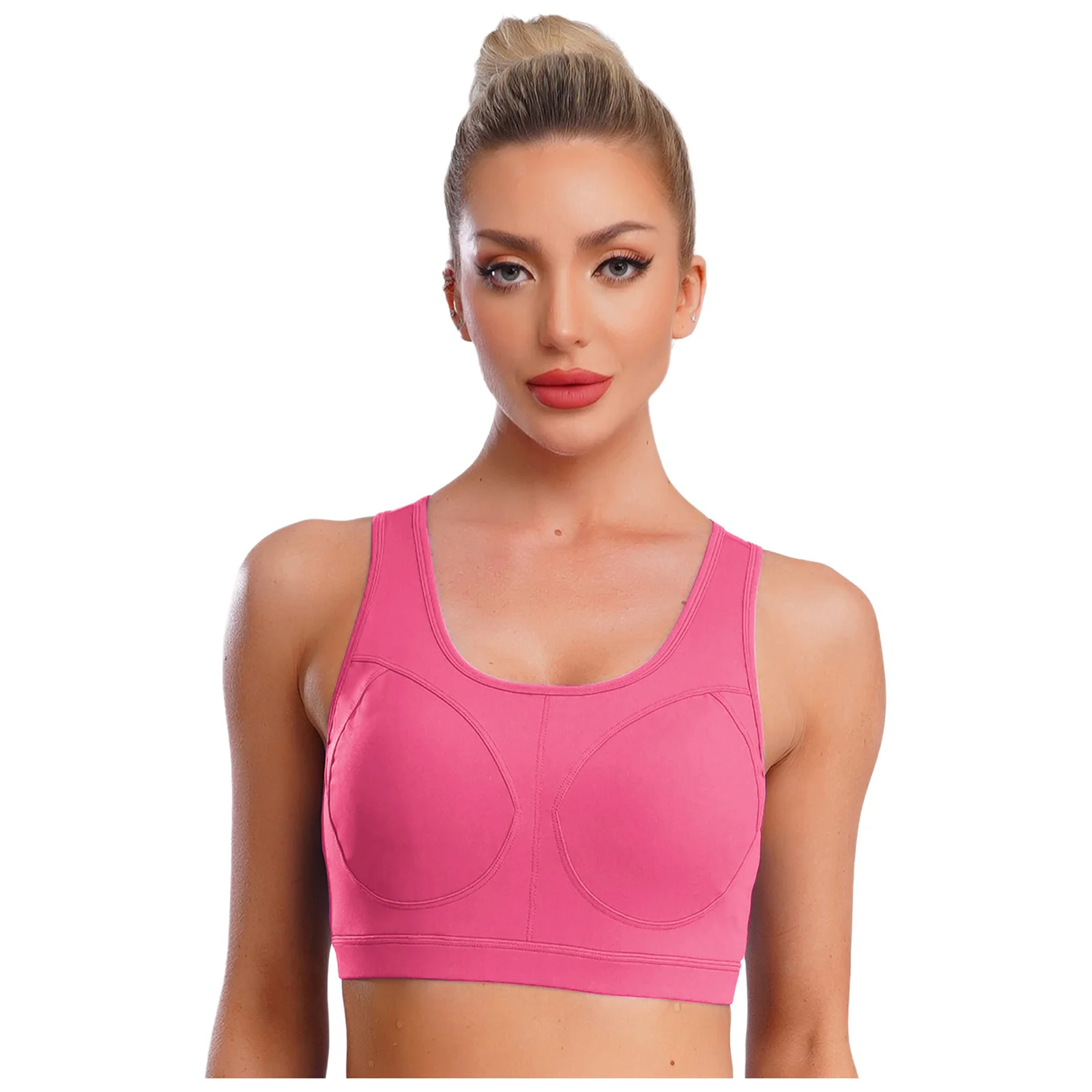 

Women Pilates Gym Cutout Back Sports Bra Vests High Support Padded Cup Racerback Cropped Tank Top for Workout Running Yoga Vest