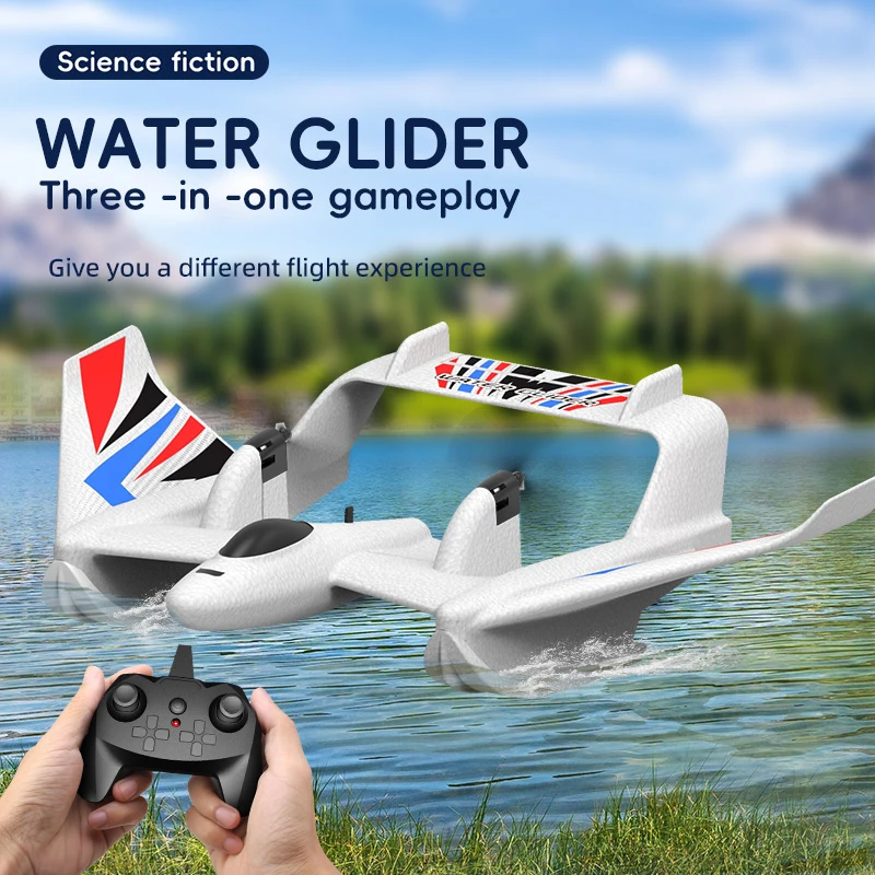 Amphibious Waterproof Gyro Stabilized RC Plane Boat EPP Foam Water Land Flying Airplane Fixed Wing Aircraft Toys Gift for Boys