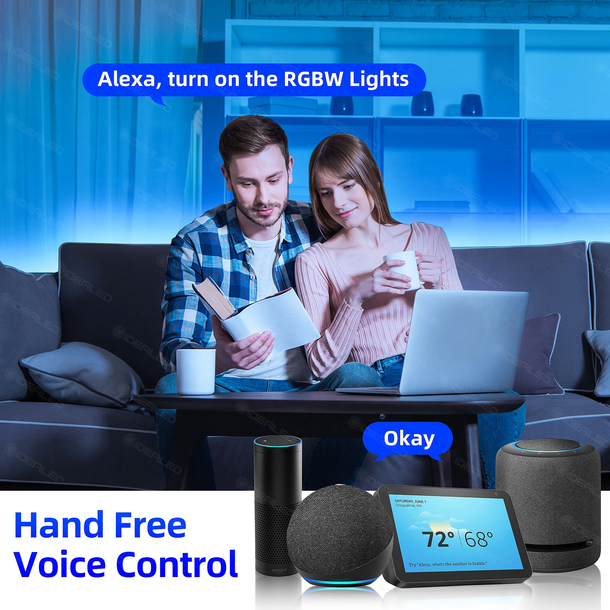 Samrt ZigBee 3.0 USB RGBW TV LED Strip Light Work DC5V with Hub Bridge Echo Plus Alexa Voice Control for TV Ambient Backlights