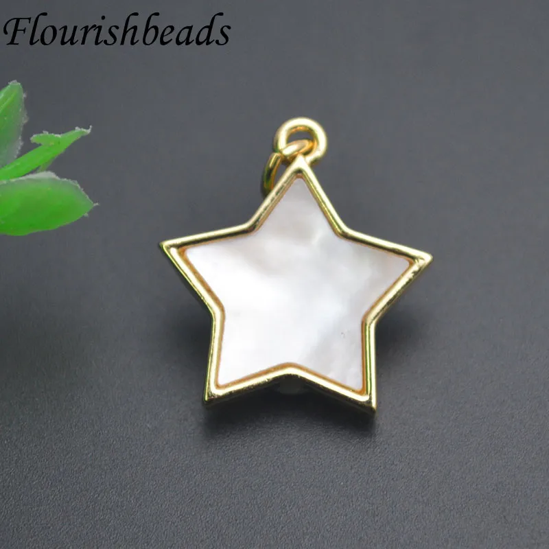 Natural Mother of Pearl MOP Shell Star Shape Pendant Charms DIY Necklace Earrings Jewelry Fingings Accessories