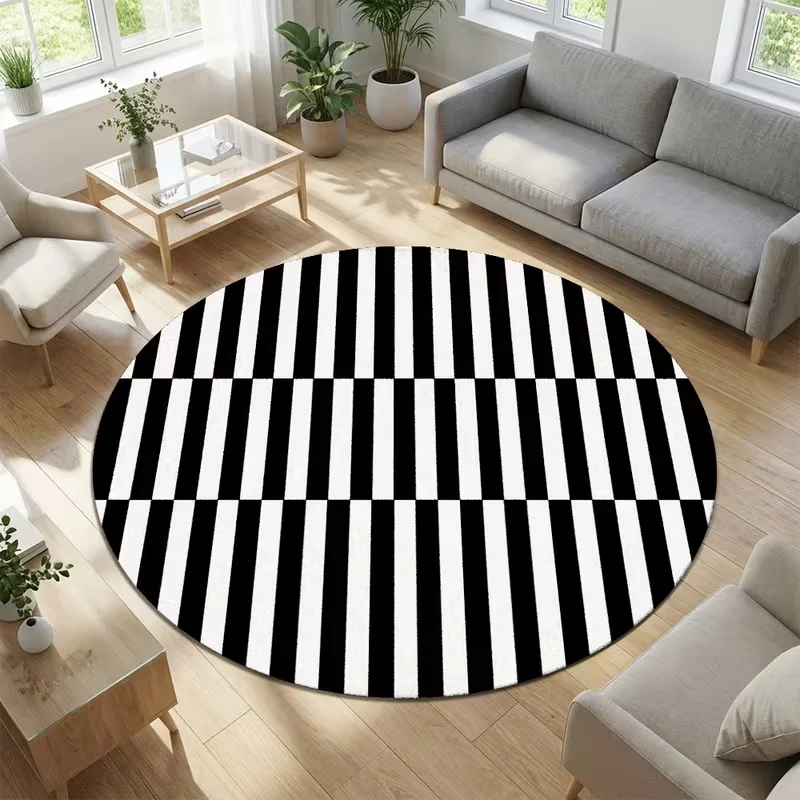Karpet Bulat Abstrak Bergaris  - Wholesale Commercial Printing ulasan dan harga