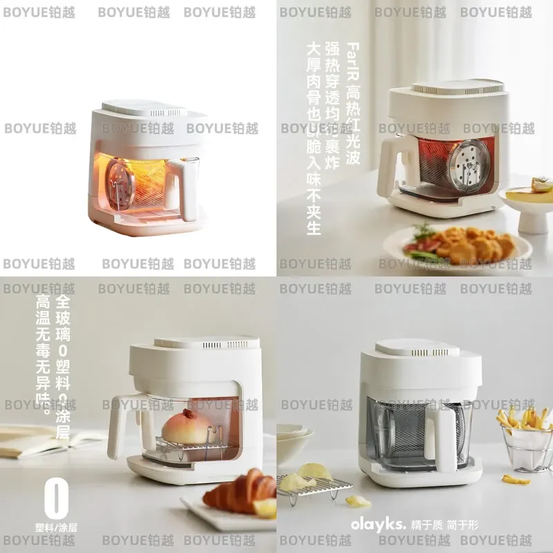 Glass Air Fryer Smart Electric Oven Visible Cooking Multifunctional Kitchen Appliance No Flip Required Healthy Oil