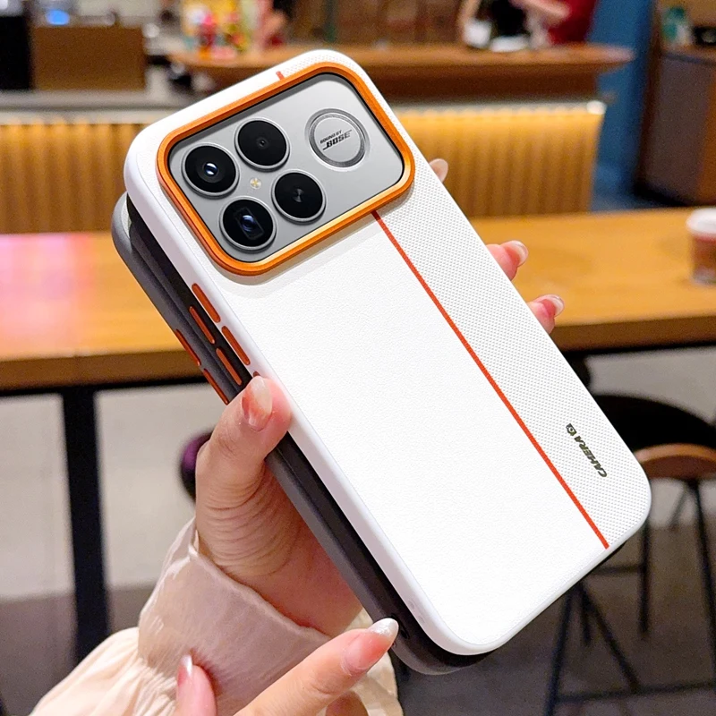 ل Redmi K90 K90 ProMax مطلي PC ثقب كبير ثلاثي الألوان عدسة معدنية حلقة مكافحة بصمة مكافحة الإفلات جراب هاتف