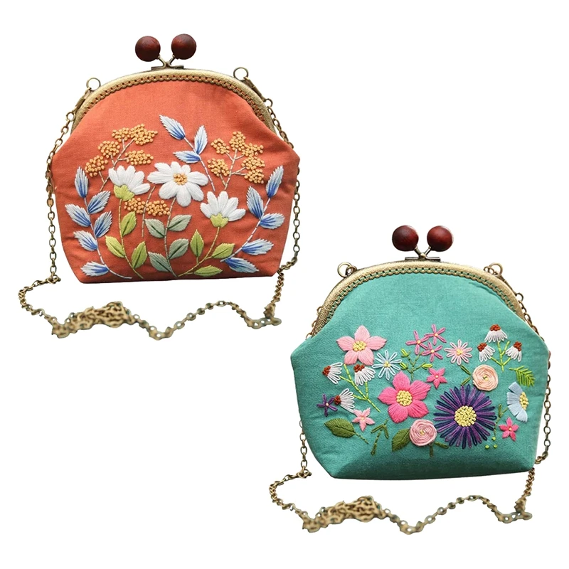 2Pcs Coin Purse Kit DIY Embroidered Coin Purse Kits Coin Purse Kit (Non Finished Products)