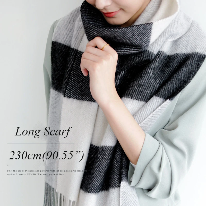 Luxury Plaid Wool Scarf Blanket Brand Cashmere Blend Cover Soft Wool Portable Warm Scarf Shawl Fleece Knitted Throw Blankets