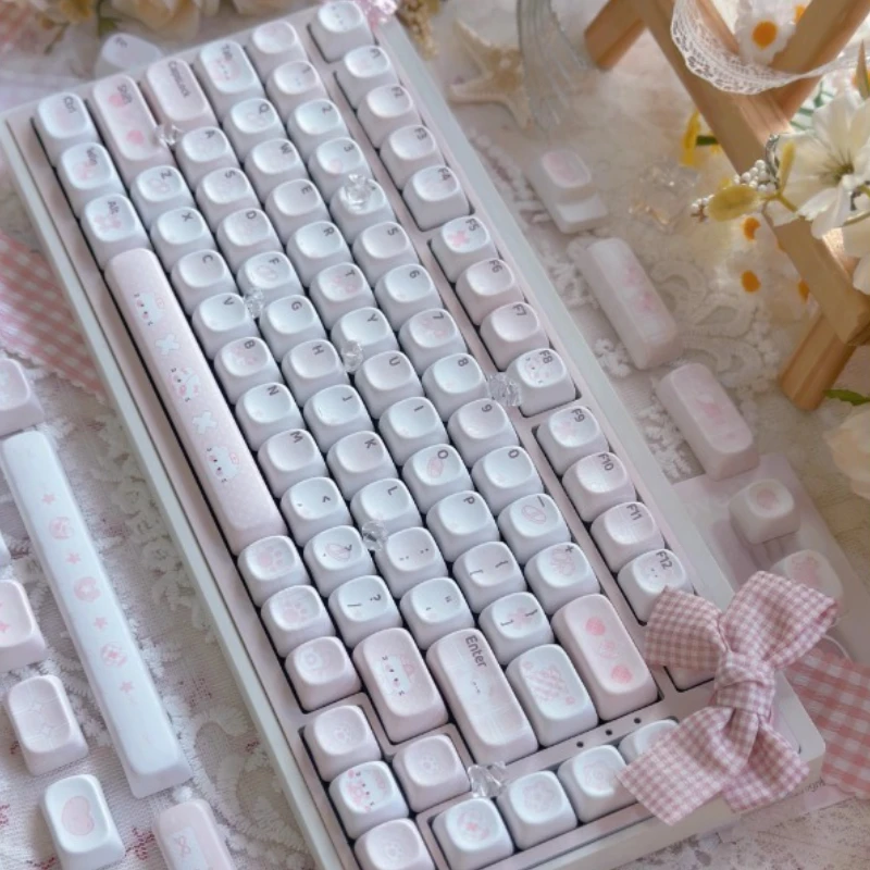 Pequeno gato da enfermeira keycap personalizado bonito pbt cereja profiel sublimação térmica rosa teclado mecânico keycap adequado para escritório