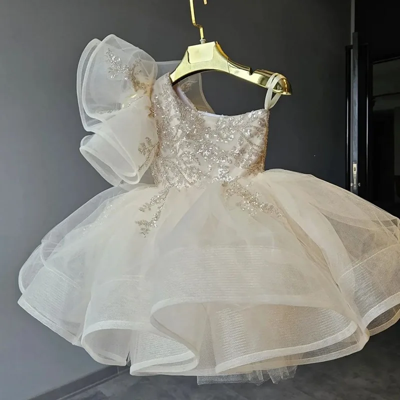 ew Arrival Toddler Girls First Birthday Outfit Puffy Tulle Party Dress forStage Performance Girl's Dresses for Christm 80-160cm