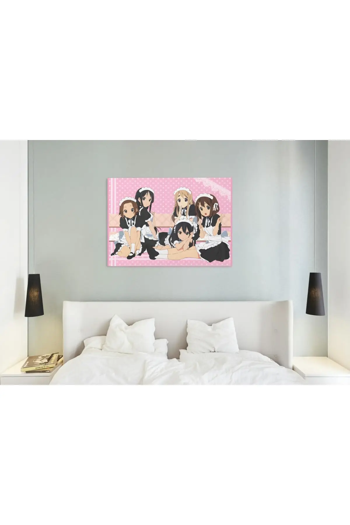Anime K-On Characters Pattern Design Wall Tapestry 70x100cm Cotton Fabric Multicolor Rectangular Hanging Art for Living