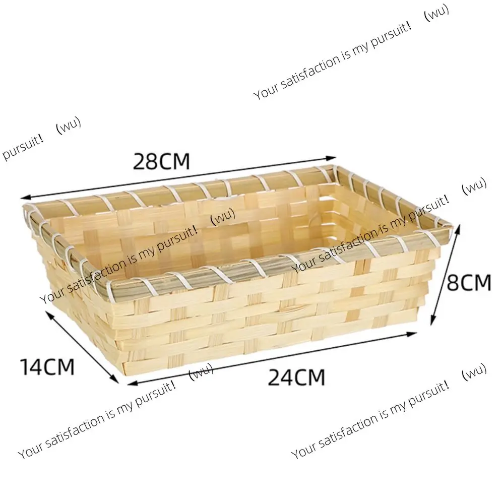 For Simple Natural Color Bamboo Basket Woven Handmade Wicker Bread Basket Rectangle Square Bamboo Basket Home Shop Display