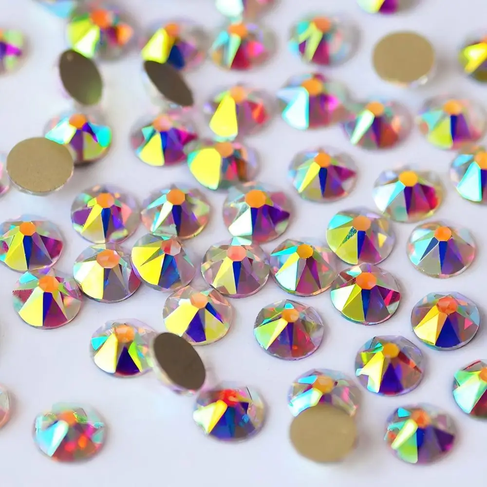 Glitzer-Strass 16 Facetten Kristall AB/Klar Alle Größen Hotfix/Non-Hotfix Strasssteine für Nagelkunst, Kleidung, Gymnastik, Dekoration – Detail 7