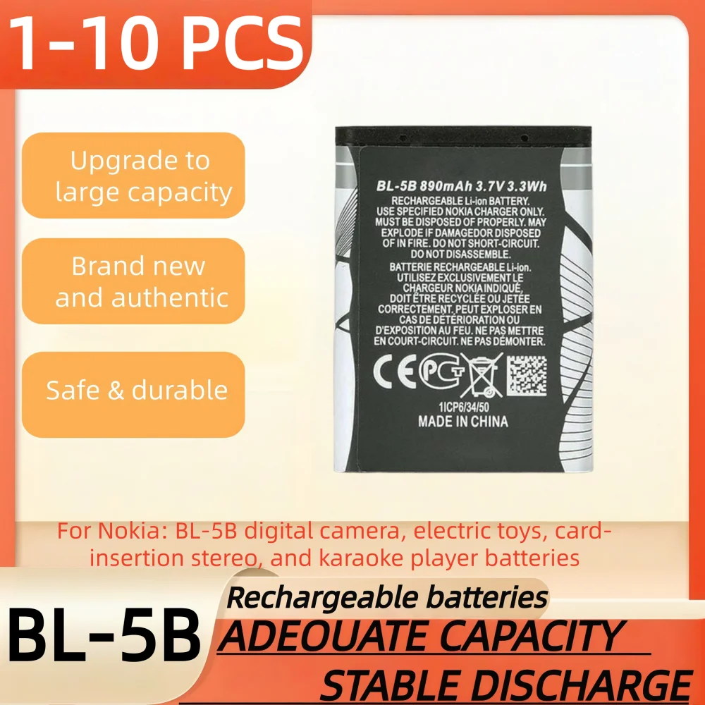 3.7V 890mAh battery BL-5B rechargeable battery suitable for Nokia BL-5B digital camera, electric toy, plug-in speaker, turntable