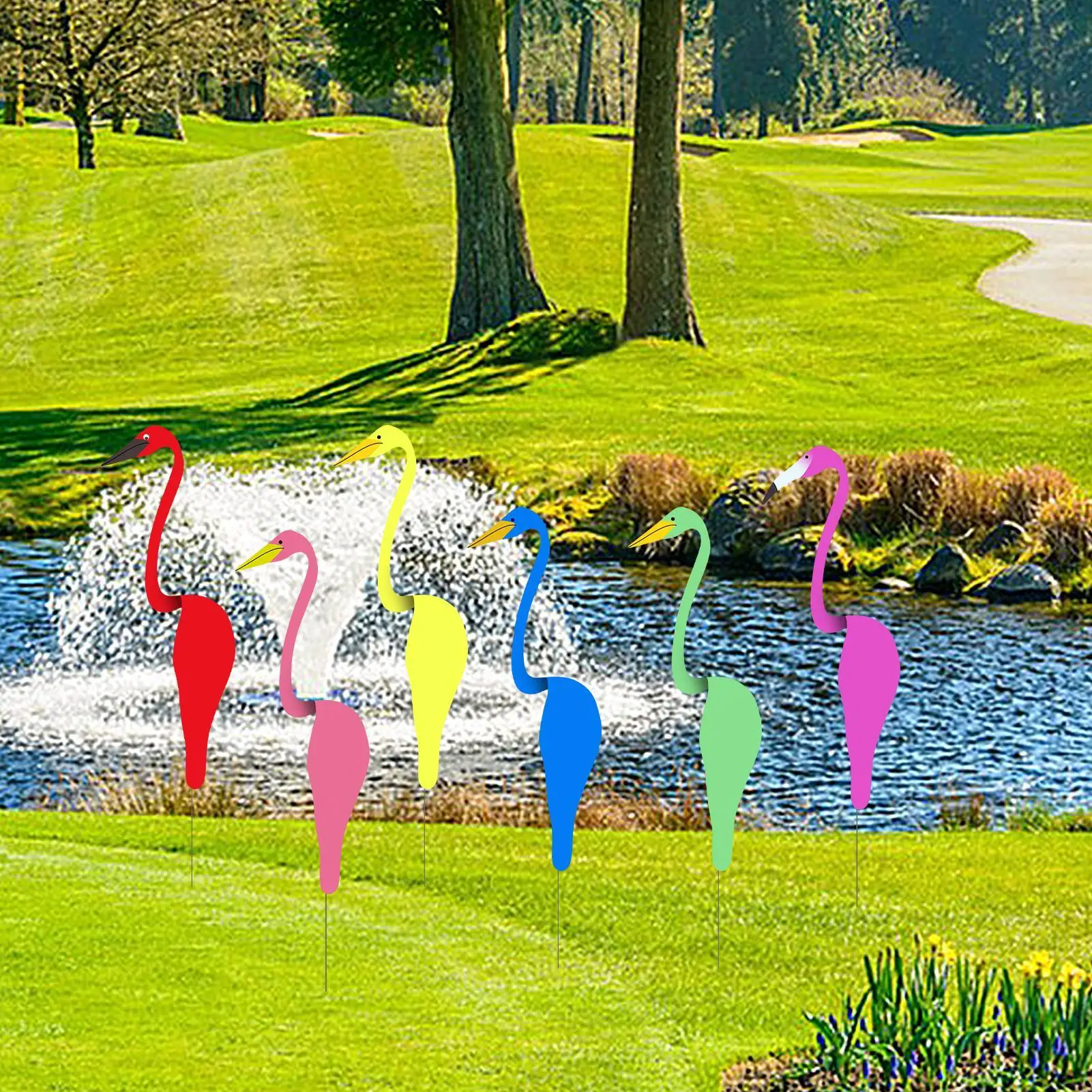 Flamingo Wind Spinner Flamingo Metal Lawn Art Ornaments Swirl Bird Flamingo Garden Flamingo Wind Swirl Bird Yard Decoration