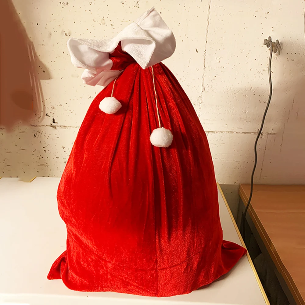 70x50 cm Kırmızı Noel Baba hediye keseleri Büyük Yüksek dereceli Altın Kadife Süper Yumuşak Şeker Çanta Noel Baba Noel Çantaları Yeni yıl hediyesi