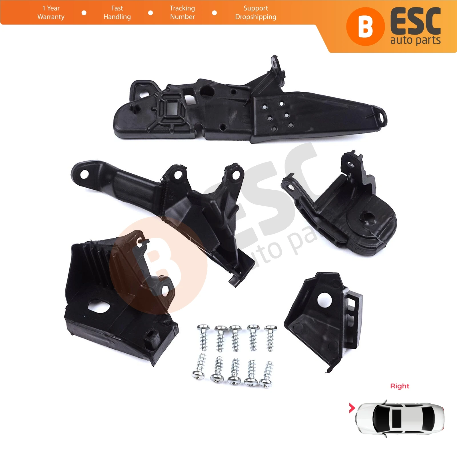 

EHL569-2 Headlight Holder Mount Repair Bracket Tab Set Right Side for Renault Clio MK5 B7 BF 2019-On 260E69870R