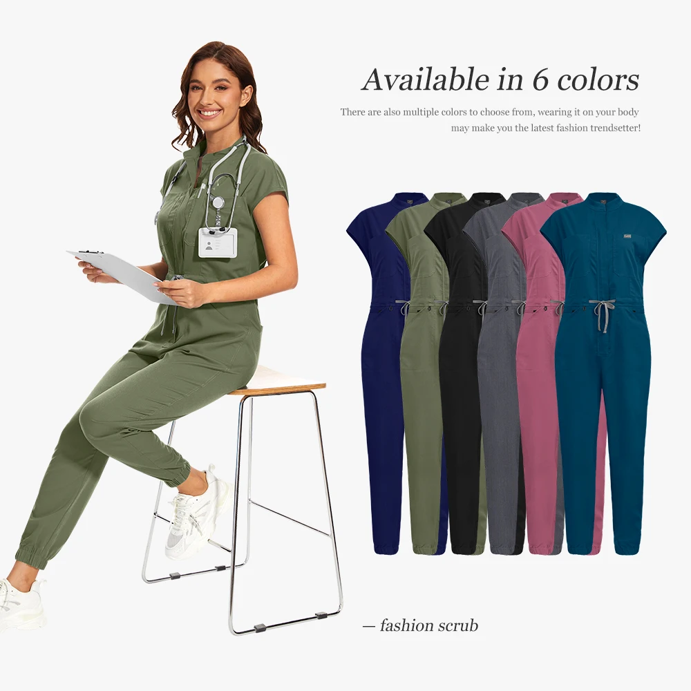 Mono médico para mujer, enfermeras, Jogger, LICRA, elástico, uniformes de enfermería, conjuntos para mujer, artículos de trabajo para el cuidado de la salud